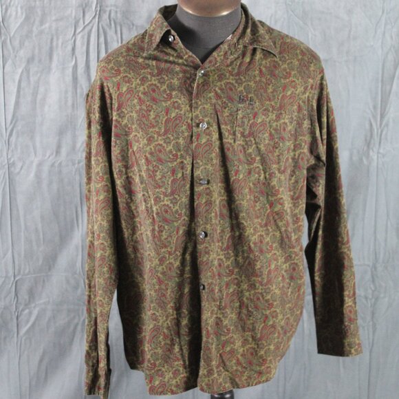 Vintage Guess Button Down Shirt - Green, Brown Purple Paisley Pattern - Mens XL - Picture 1 of 13
